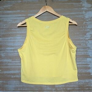 Fleo Cropped Muscle Tank Yellow Gym Lifting Stretch Womens M